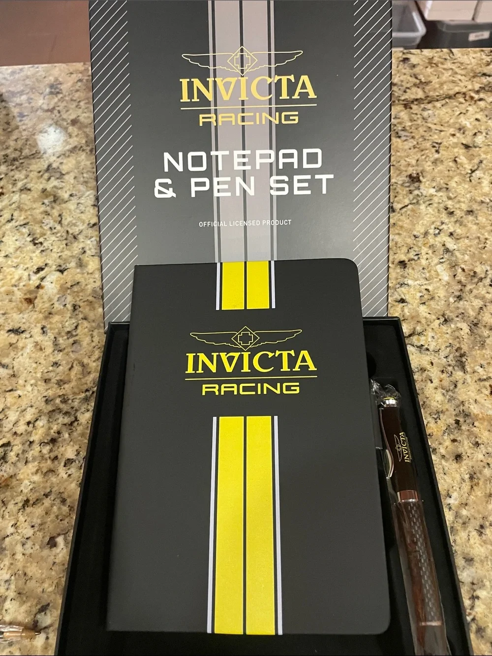 Invicta Racing Notepad & Pen Set - Black and Yellow